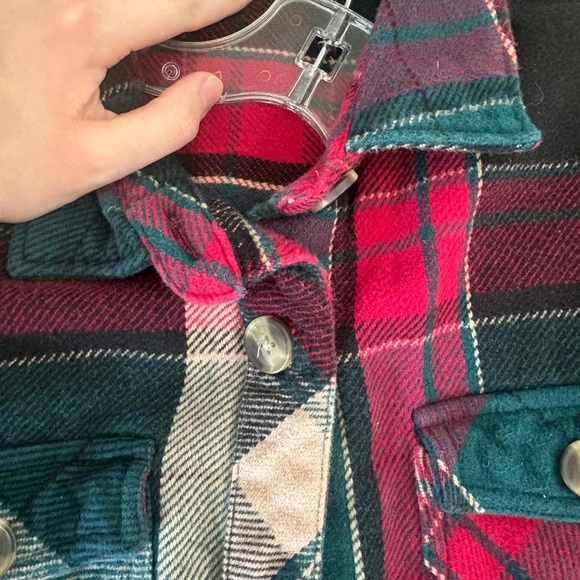 Maurices Plaid Button Down Shirt - Red, Green, Black - Picture 4 of 4